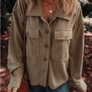 Textured Tan Button-Up Jacket